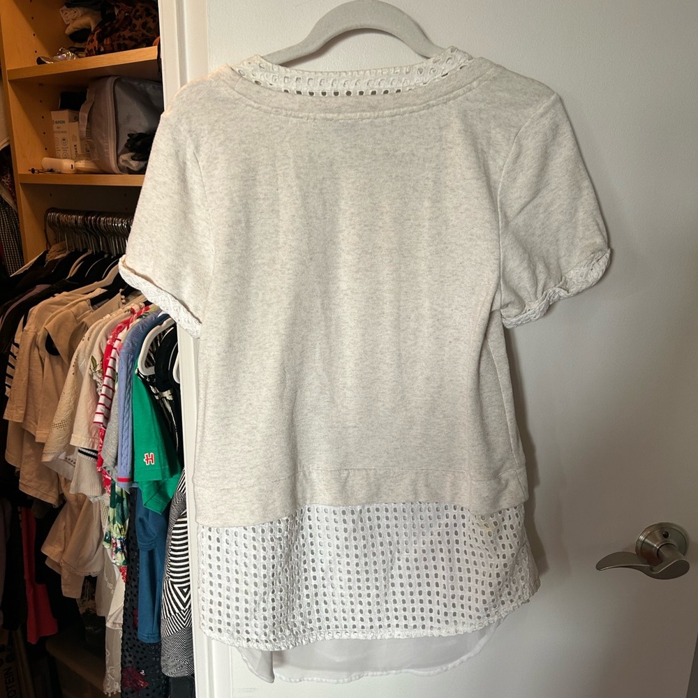 Elegant White & Cream Layered Women's Top - Picture 3 of 3